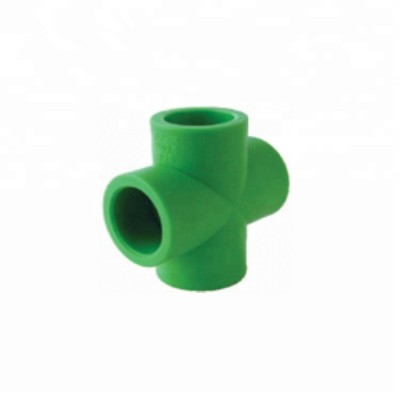 Hot and Cold Water Supply Pipe Fittings Heat Resistant Plumbing Fittings PPR 4-way cross Pipe Fitting